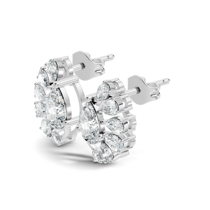 Round & Pear Shape Lab Grown Diamond 2.34 Ct With 18k Solid Gold Occasionally Wear Diamond Earrings - HIGHCARAT DIAMONDS