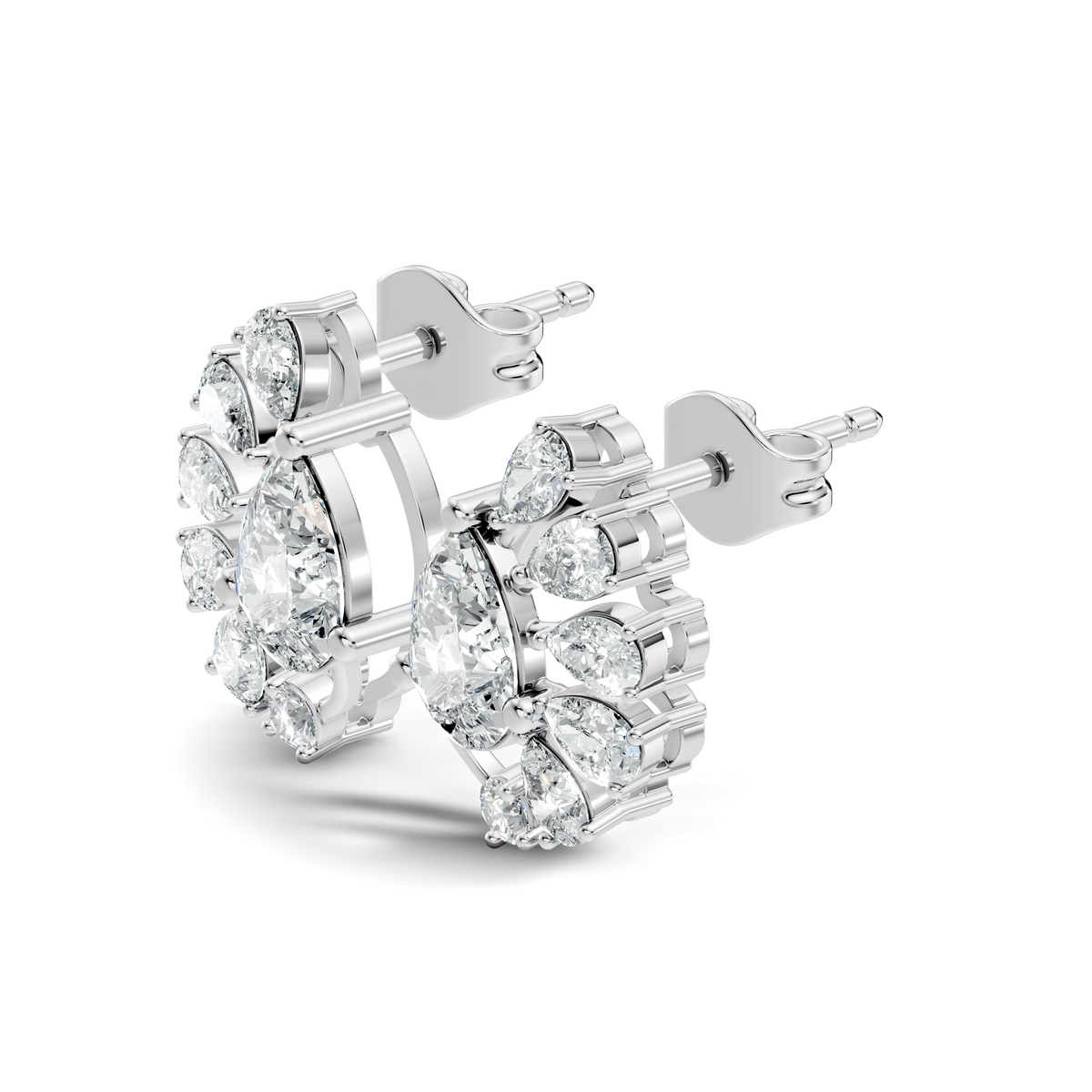 Round & Pear Shape Lab Grown Diamond 2.34 Ct With 18k Solid Gold Occasionally Wear Diamond Earrings - HIGHCARAT DIAMONDS