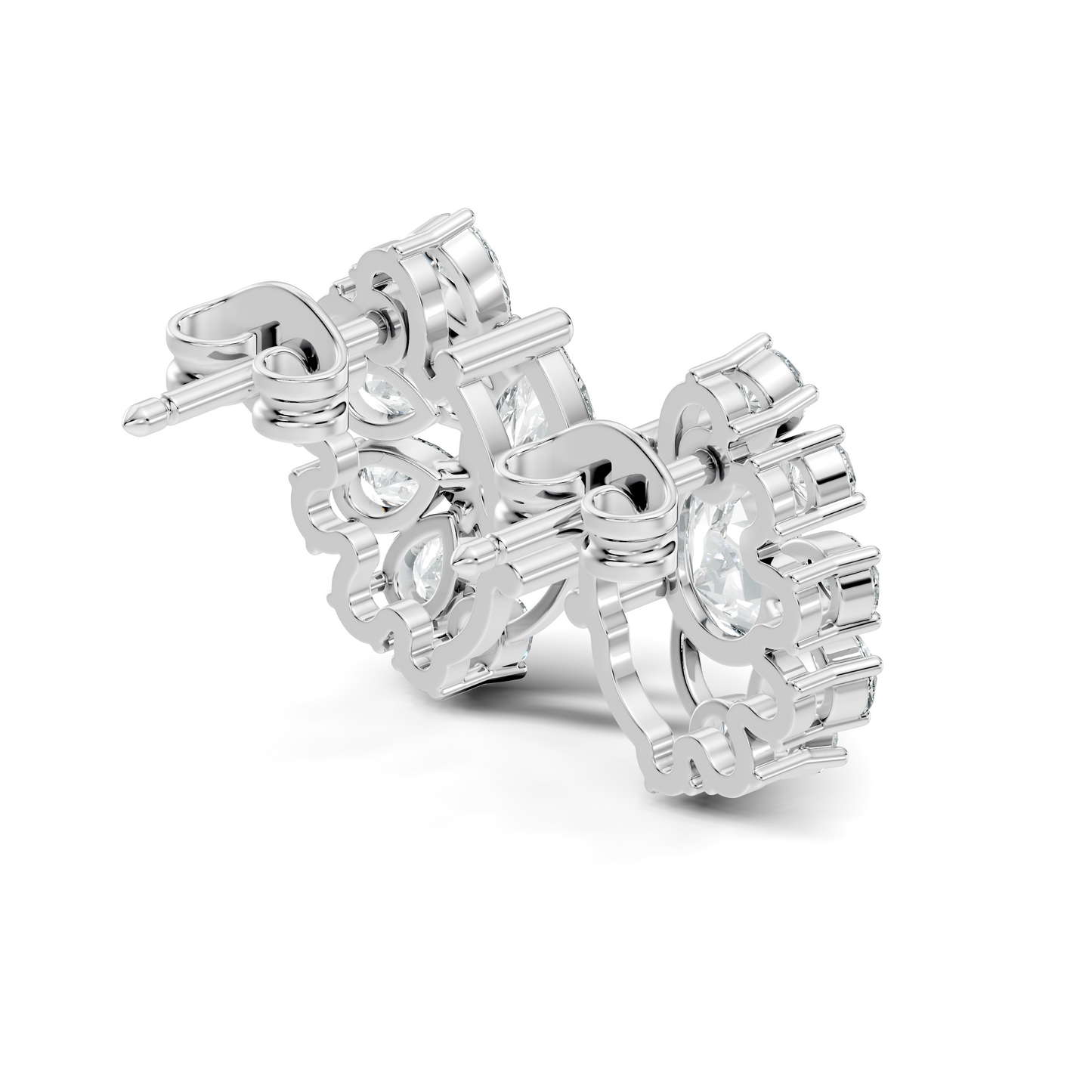 Round & Pear Shape Lab Grown Diamond 2.34 Ct With 18k Solid Gold Occasionally Wear Diamond Earrings - HIGHCARAT DIAMONDS