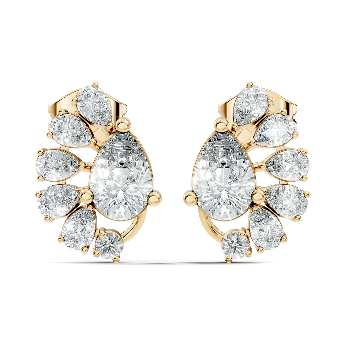 Round & Pear Shape Lab Grown Diamond 2.34 Ct With 18k Solid Gold Occasionally Wear Diamond Earrings - HIGHCARAT DIAMONDS