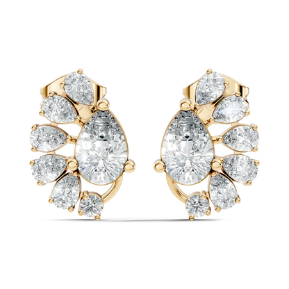 Round & Pear Shape Lab Grown Diamond 2.34 Ct With 18k Solid Gold Occasionally Wear Diamond Earrings - HIGHCARAT DIAMONDS