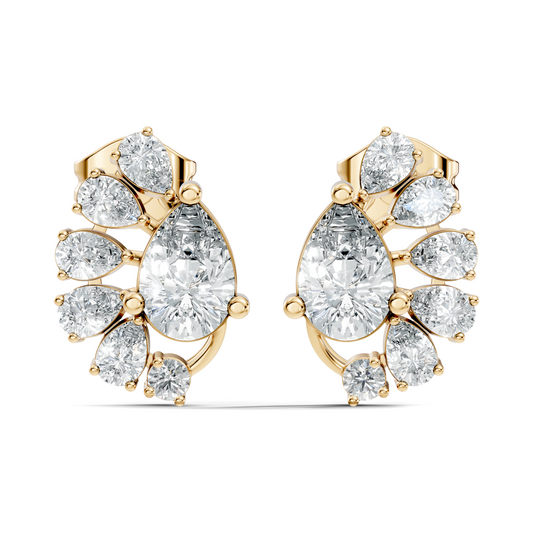 Round & Pear Shape Lab Grown Diamond 2.34 Ct With 18k Solid Gold Occasionally Wear Diamond Earrings - HIGHCARAT DIAMONDS