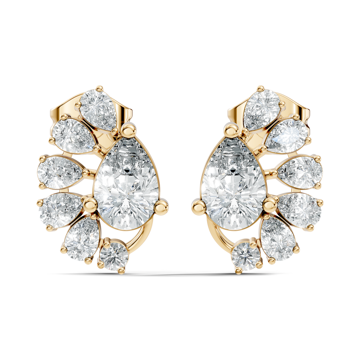 Round & Pear Shape Lab Grown Diamond 2.34 Ct With 18k Solid Gold Occasionally Wear Diamond Earrings - HIGHCARAT DIAMONDS