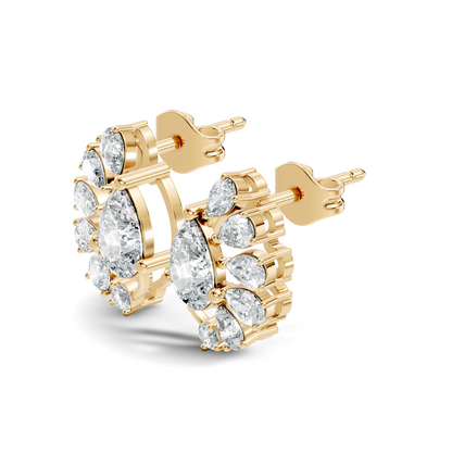 Round & Pear Shape Lab Grown Diamond 2.34 Ct With 18k Solid Gold Occasionally Wear Diamond Earrings - HIGHCARAT DIAMONDS