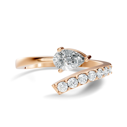Vintage Pear and Round Cut Lab Grown Diamond Antique Delicate Bypass Dainty Engagement Ring For Her - HIGHCARAT DIAMONDS