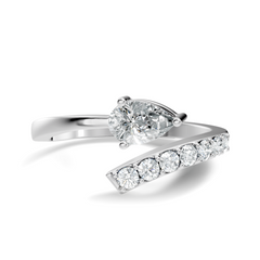 Vintage Pear and Round Cut Lab Grown Diamond Antique Delicate Bypass Dainty Engagement Ring For Her - HIGHCARAT DIAMONDS