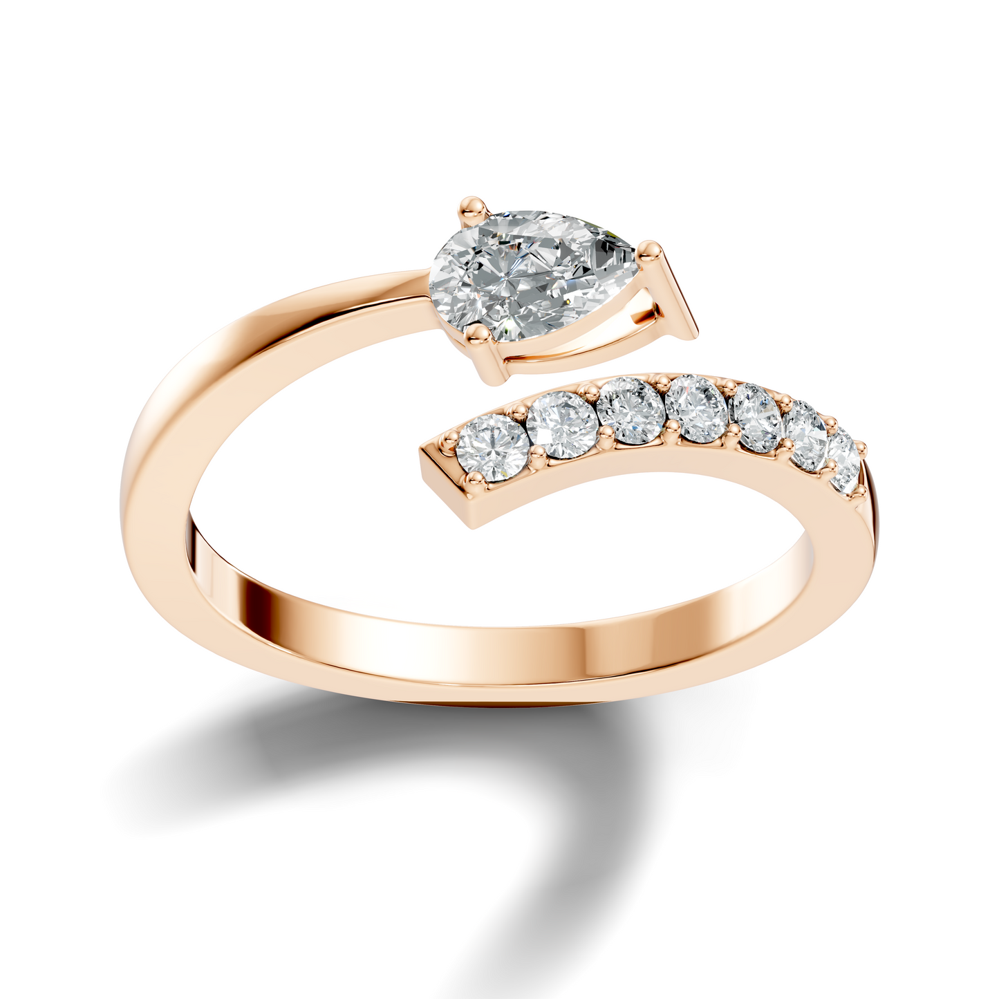Vintage Pear and Round Cut Lab Grown Diamond Antique Delicate Bypass Dainty Engagement Ring For Her - HIGHCARAT DIAMONDS