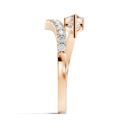 Vintage Pear and Round Cut Lab Grown Diamond Antique Delicate Bypass Dainty Engagement Ring For Her - HIGHCARAT DIAMONDS