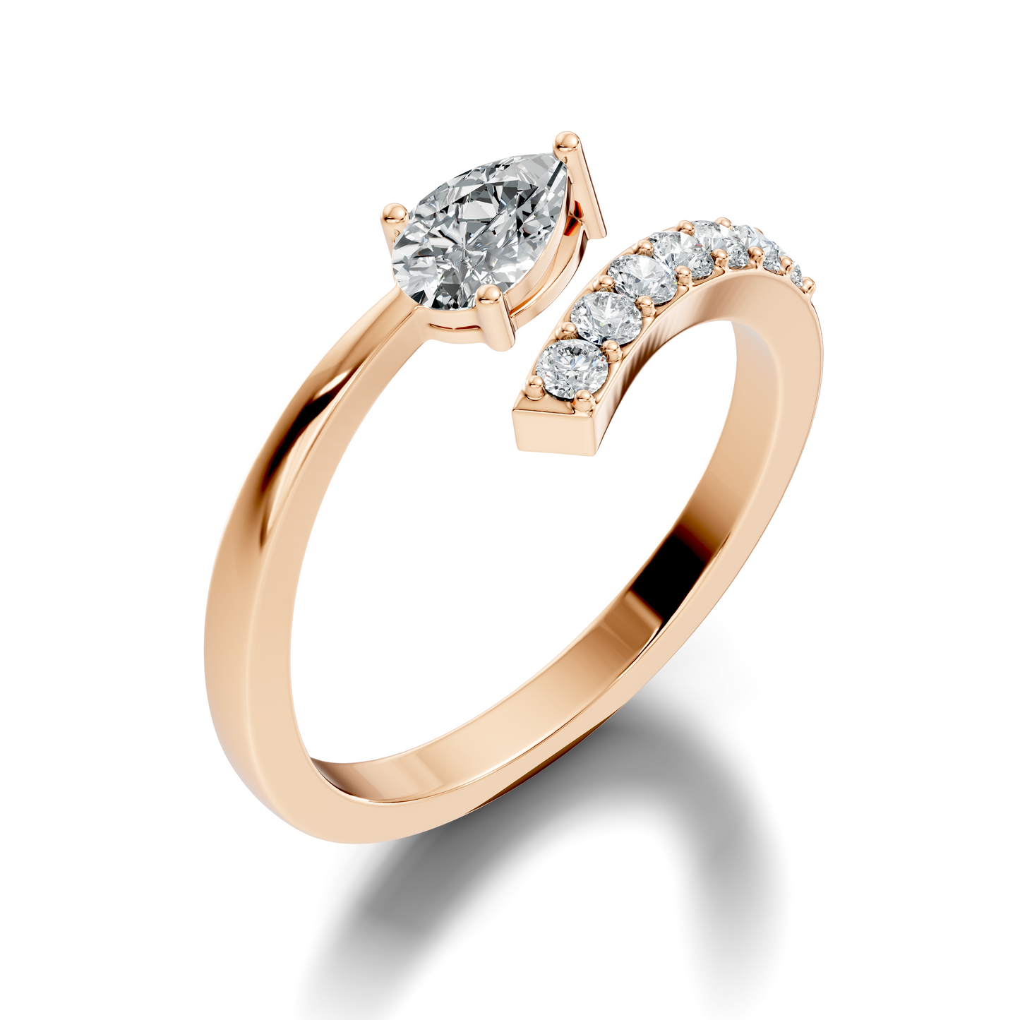 Vintage Pear and Round Cut Lab Grown Diamond Antique Delicate Bypass Dainty Engagement Ring For Her - HIGHCARAT DIAMONDS