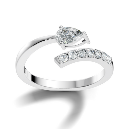 Vintage Pear and Round Cut Lab Grown Diamond Antique Delicate Bypass Dainty Engagement Ring For Her - HIGHCARAT DIAMONDS