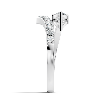 Vintage Pear and Round Cut Lab Grown Diamond Antique Delicate Bypass Dainty Engagement Ring For Her - HIGHCARAT DIAMONDS