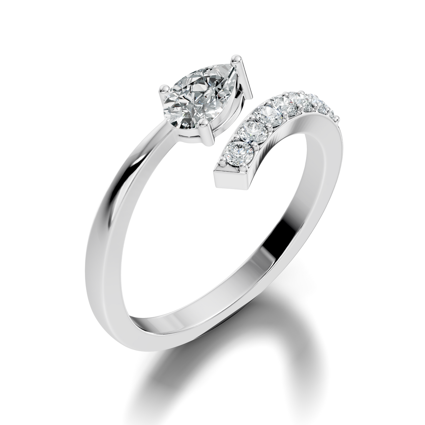 Vintage Pear and Round Cut Lab Grown Diamond Antique Delicate Bypass Dainty Engagement Ring For Her - HIGHCARAT DIAMONDS