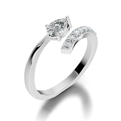 Vintage Pear and Round Cut Lab Grown Diamond Antique Delicate Bypass Dainty Engagement Ring For Her - HIGHCARAT DIAMONDS