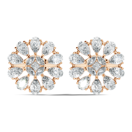 Princess & Pear Cut Colorless Diamond Stud Earrings In 14K White Gold Perfect Gift for Her - HIGHCARAT DIAMONDS