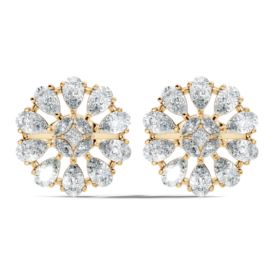 Princess & Pear Cut Colorless Diamond Stud Earrings In 14K White Gold Perfect Gift for Her - HIGHCARAT DIAMONDS