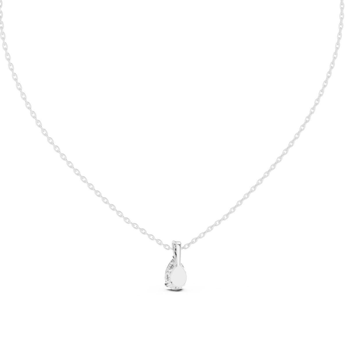 Pear Cut Three Prong Lab Grown Diamond Pendant Angled Perspective