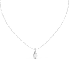 Pear Cut Three Prong Lab Grown Diamond Pendant Angled Perspective