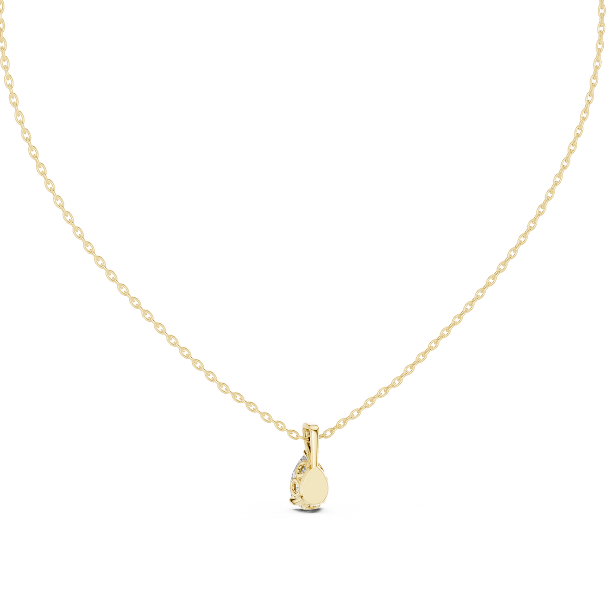Pear Shape Diamond Pendant with Three Prong Setting Side Angle View