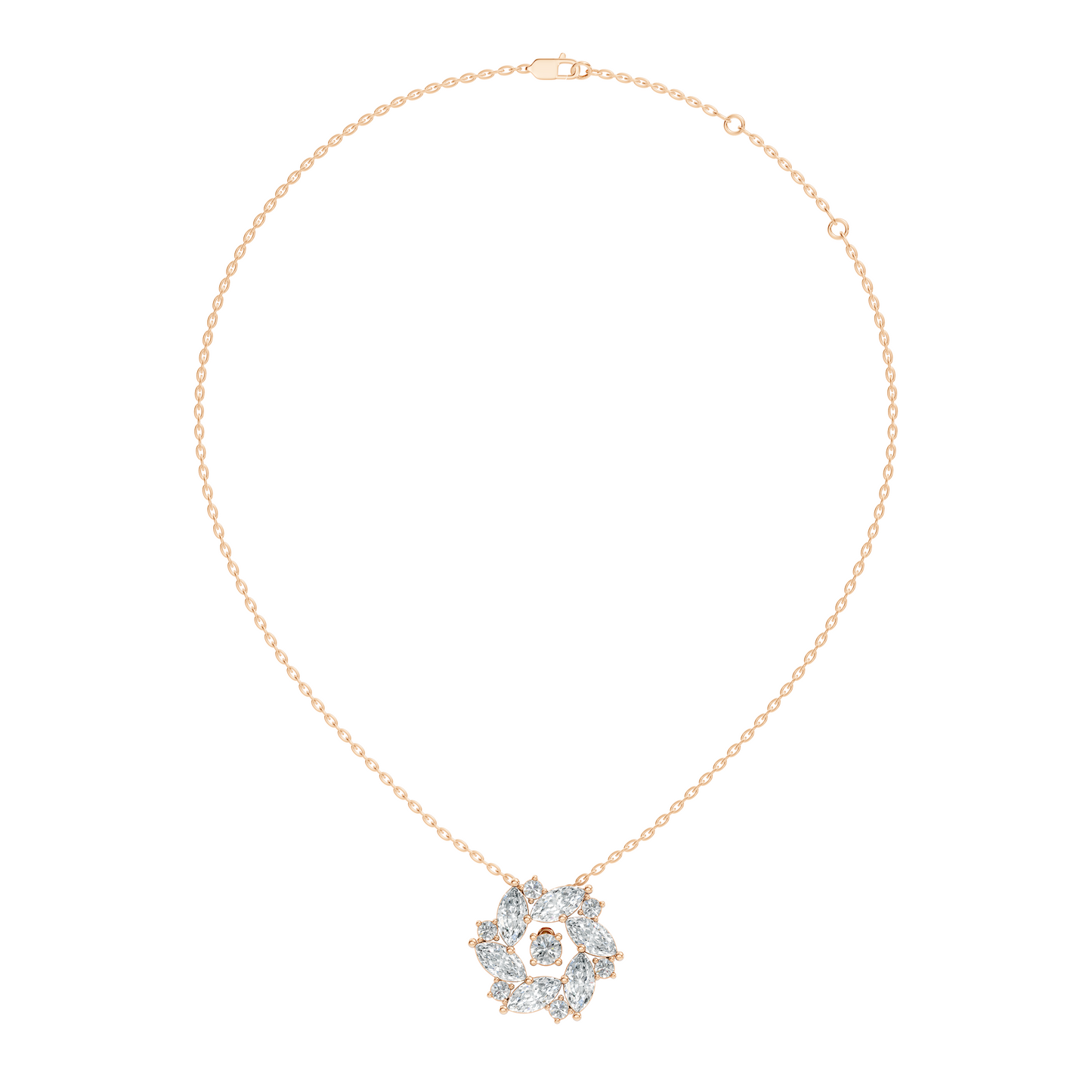 Pear Cut Sparkling Floral Halo Pendant Sustainable Diamond Necklace For Women