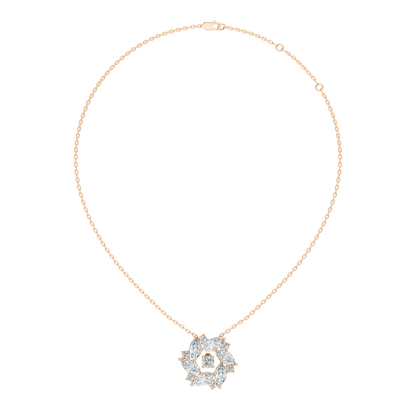 Pear Cut Sparkling Floral Halo Pendant Sustainable Diamond Necklace For Women