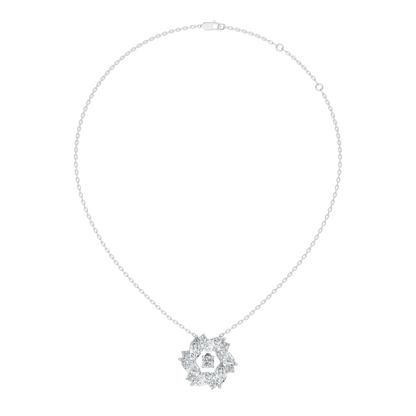 Pear Cut Sparkling Floral Halo Pendant Sustainable Diamond Necklace For Women