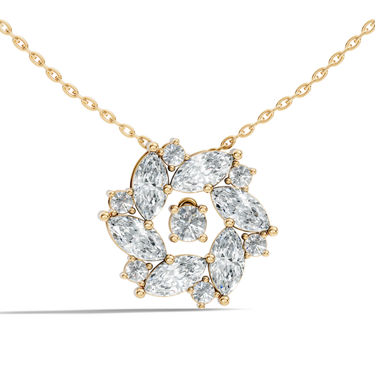 Pear Cut Sparkling Floral Halo Pendant Sustainable Diamond Necklace For Women