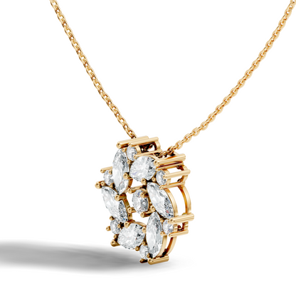 Pear Cut Sparkling Floral Halo Pendant Sustainable Diamond Necklace For Women