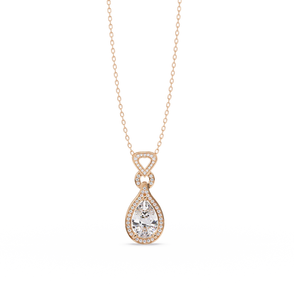 Pear Drop Halo Lab Grown Diamond Pendant Necklace - HIGHCARAT DIAMONDS