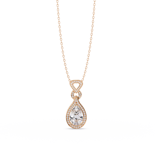 Pear Drop Halo Lab Grown Diamond Pendant Necklace - HIGHCARAT DIAMONDS