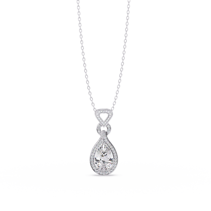 Pear Drop Halo Lab Grown Diamond Pendant Necklace - HIGHCARAT DIAMONDS