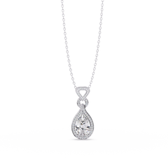 Pear Drop Halo Lab Grown Diamond Pendant Necklace - HIGHCARAT DIAMONDS