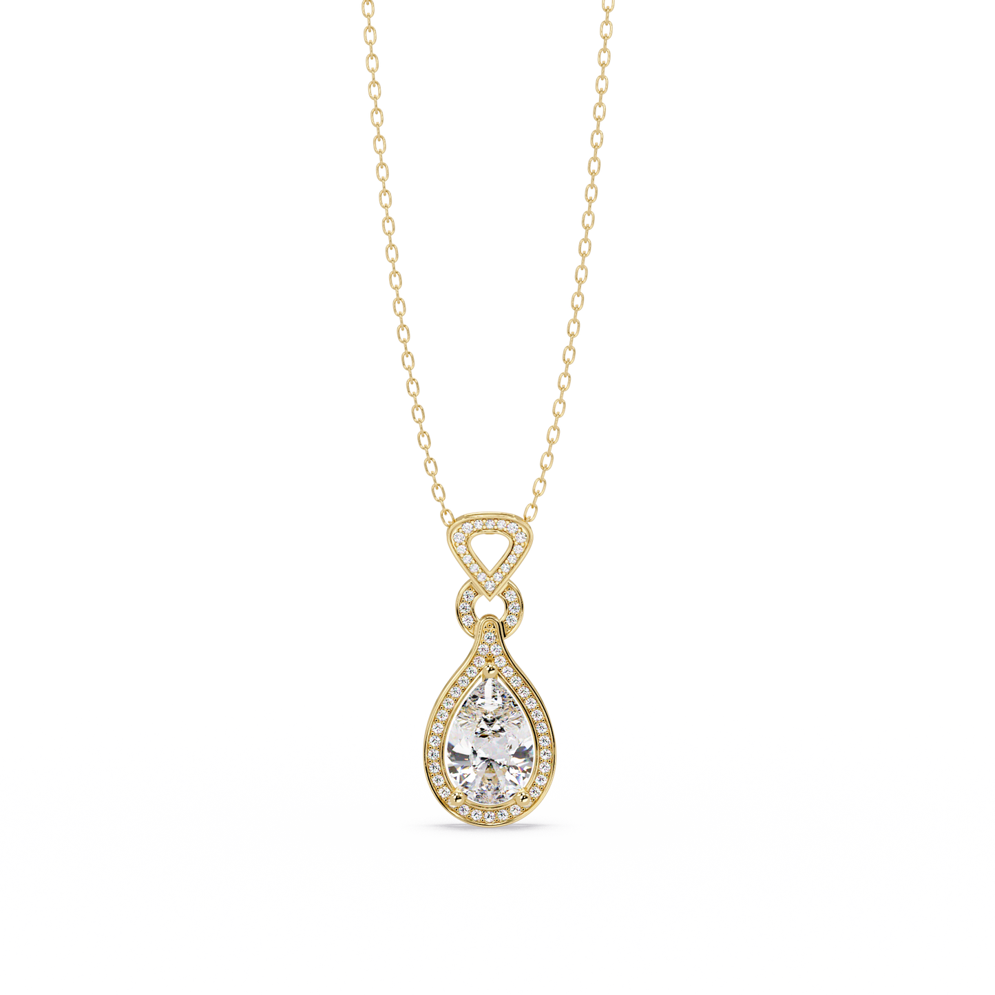 Pear Drop Halo Lab Grown Diamond Pendant Necklace - HIGHCARAT DIAMONDS