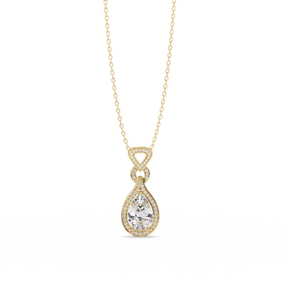 Pear Drop Halo Lab Grown Diamond Pendant Necklace - HIGHCARAT DIAMONDS