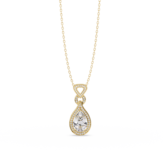 Pear Drop Halo Lab Grown Diamond Pendant Necklace - HIGHCARAT DIAMONDS
