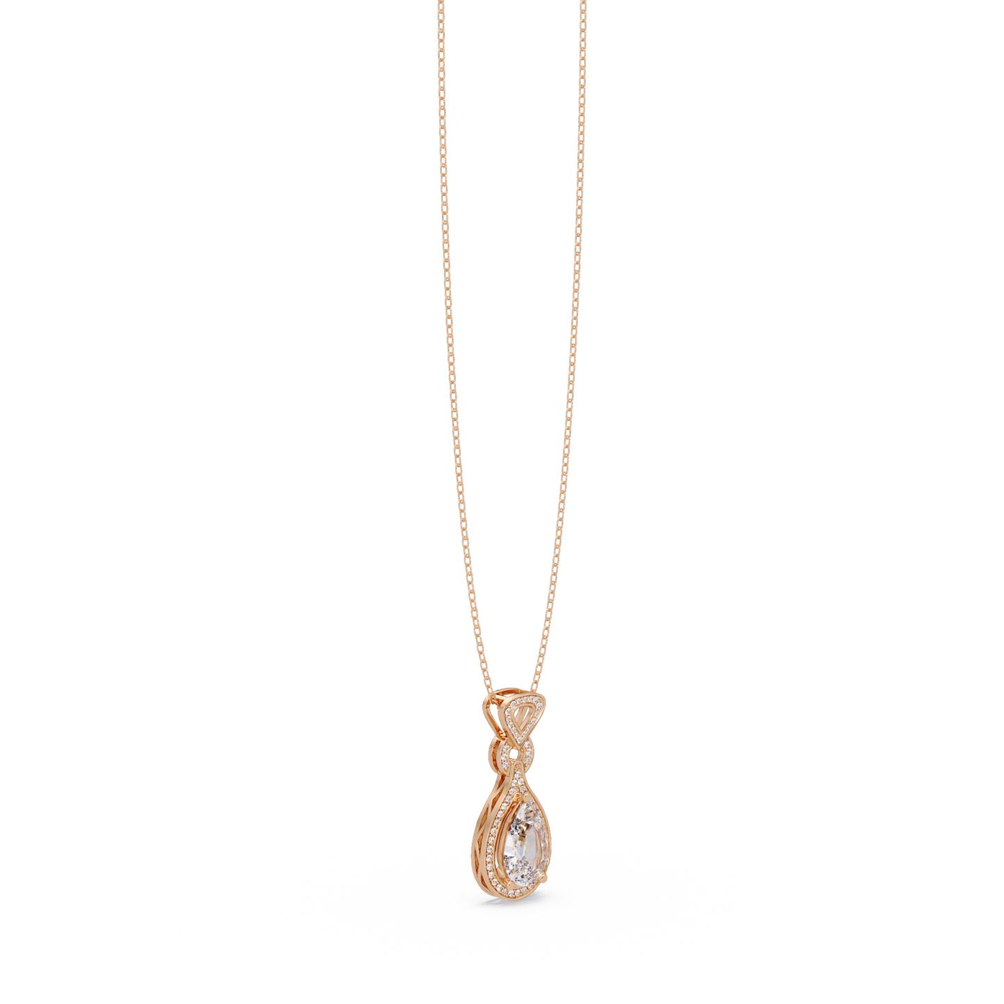 Pear Drop Halo Lab Grown Diamond Pendant Necklace - HIGHCARAT DIAMONDS