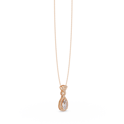 Pear Drop Halo Lab Grown Diamond Pendant Necklace - HIGHCARAT DIAMONDS