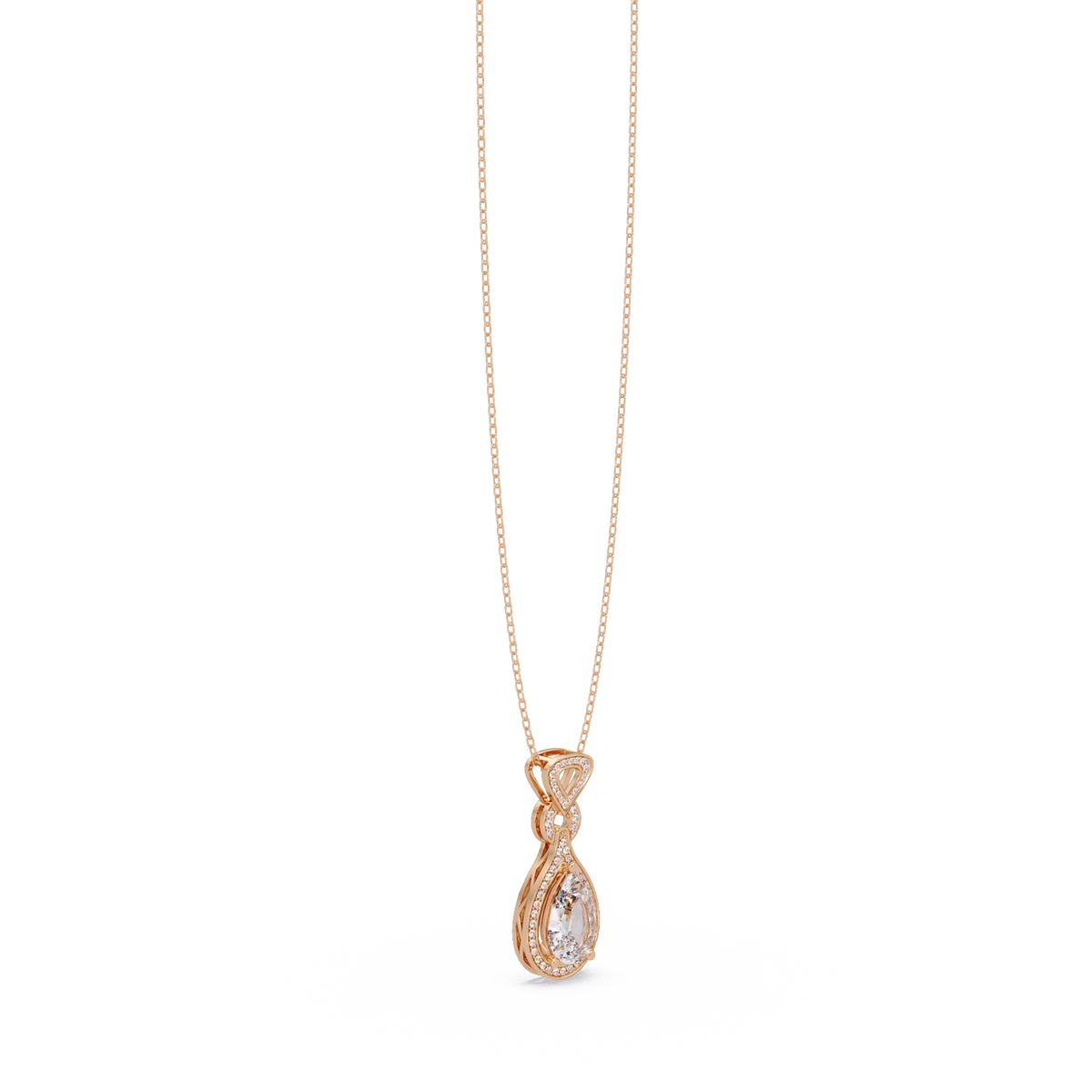 Pear Drop Halo Lab Grown Diamond Pendant Necklace - HIGHCARAT DIAMONDS