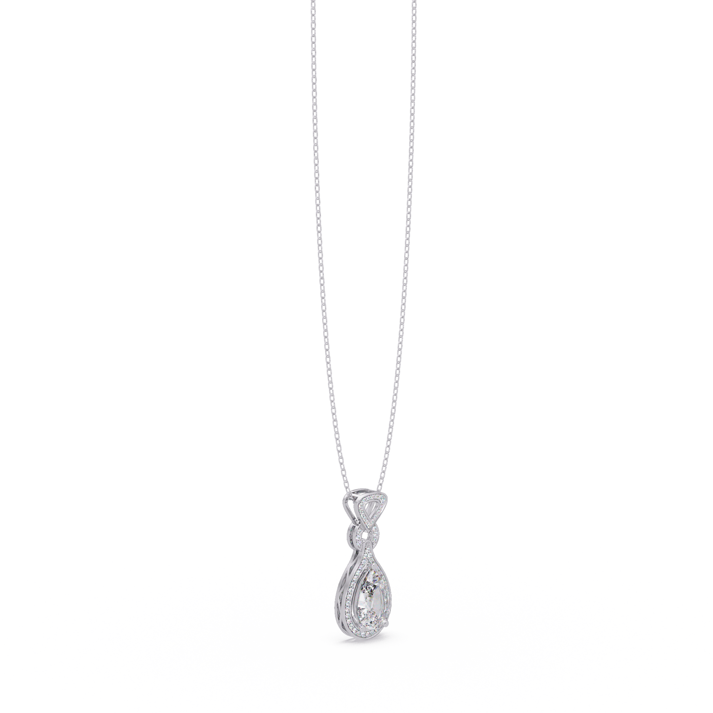 Pear Drop Halo Lab Grown Diamond Pendant Necklace - HIGHCARAT DIAMONDS