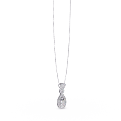 Pear Drop Halo Lab Grown Diamond Pendant Necklace - HIGHCARAT DIAMONDS