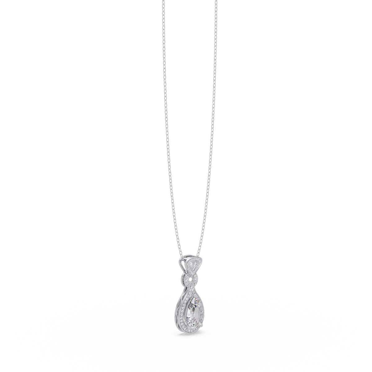 Pear Drop Halo Lab Grown Diamond Pendant Necklace - HIGHCARAT DIAMONDS