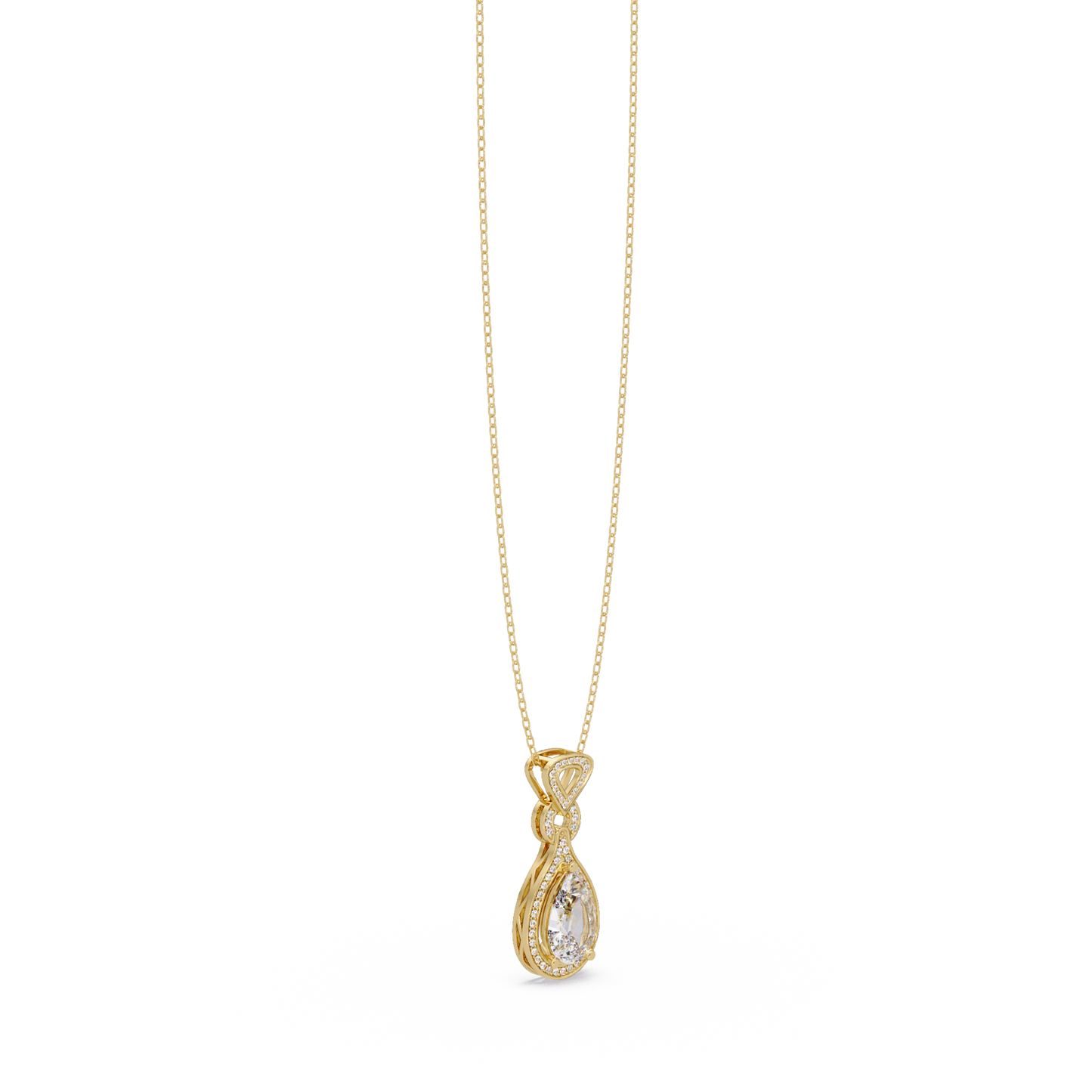 Pear Drop Halo Lab Grown Diamond Pendant Necklace - HIGHCARAT DIAMONDS