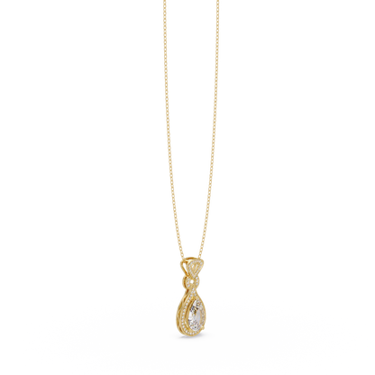 Pear Drop Halo Lab Grown Diamond Pendant Necklace - HIGHCARAT DIAMONDS