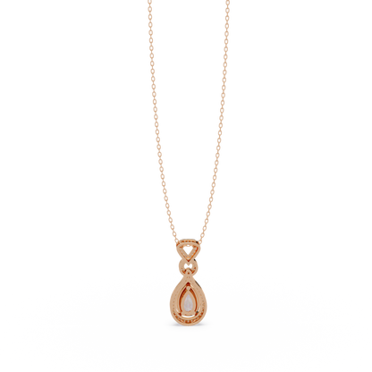 Pear Drop Halo Lab Grown Diamond Pendant Necklace - HIGHCARAT DIAMONDS