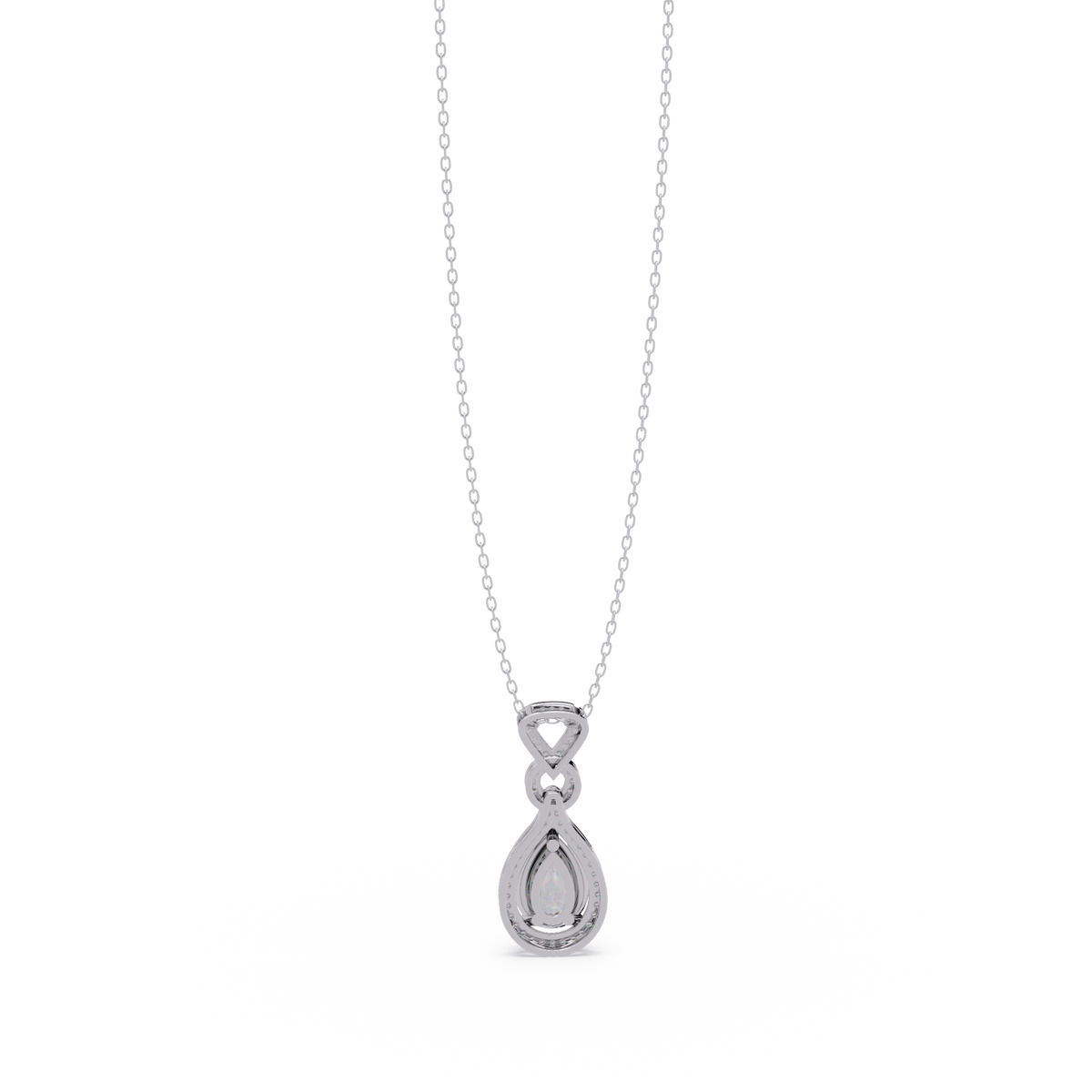 Pear Drop Halo Lab Grown Diamond Pendant Necklace - HIGHCARAT DIAMONDS