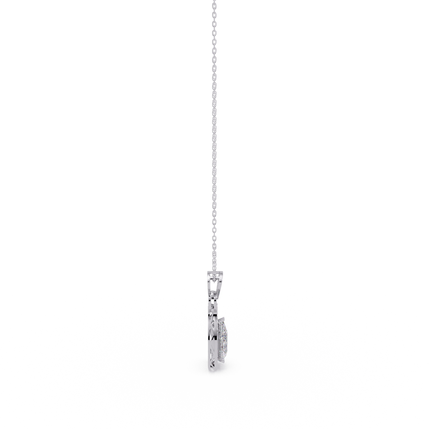 Pear Drop Halo Lab Grown Diamond Pendant Necklace - HIGHCARAT DIAMONDS