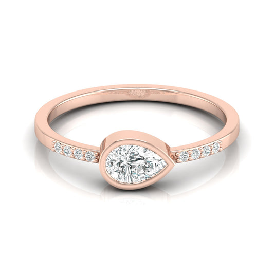 Pear Lab Grown Diamond Bezel Set Accented Engagement Ring - HIGHCARAT DIAMONDS
