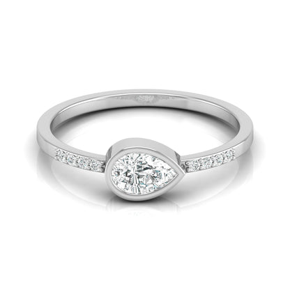 Pear Lab Grown Diamond Bezel Set Accented Engagement Ring