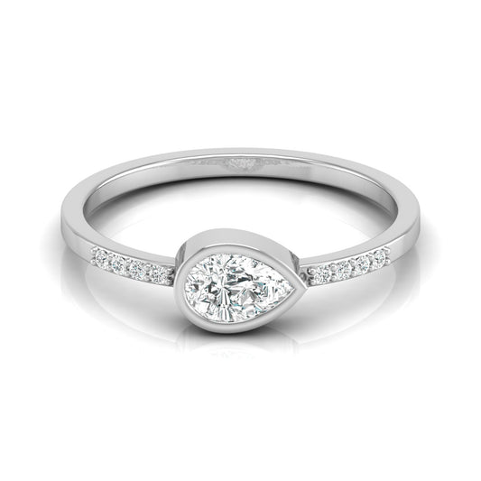 Pear Lab Grown Diamond Bezel Set Accented Engagement Ring - HIGHCARAT DIAMONDS