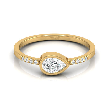 Pear Lab Grown Diamond Bezel Set Accented Engagement Ring