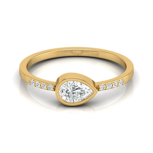 Pear Lab Grown Diamond Bezel Set Accented Engagement Ring - HIGHCARAT DIAMONDS